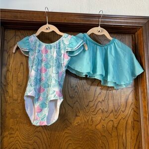 Mermaid Inspired Dance Leotard with Skirt